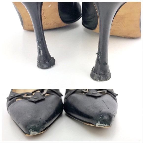 Jimmy Choo Black Smooth Leather Pointy Toe Pumps - Picture 8 of 8